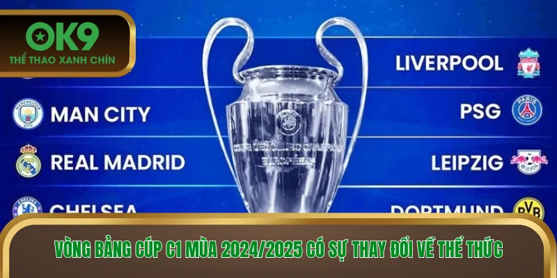 Vòng bảng cúp C1 mùa 2024/2025 có sự thay đổi về thể thức
